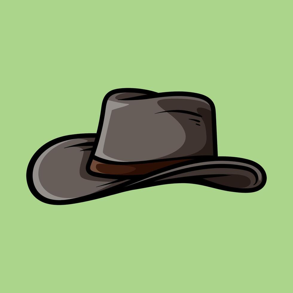 old cowboy hat isolated colored drawing line art style sketch classic vintage design illustration vector