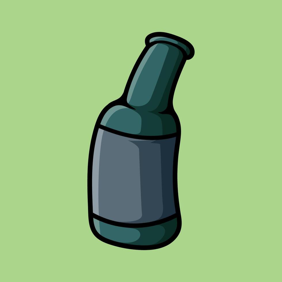 fun cartoon of beer bottle isolated colored drawing line art style sketch classic vintage design illustration vector