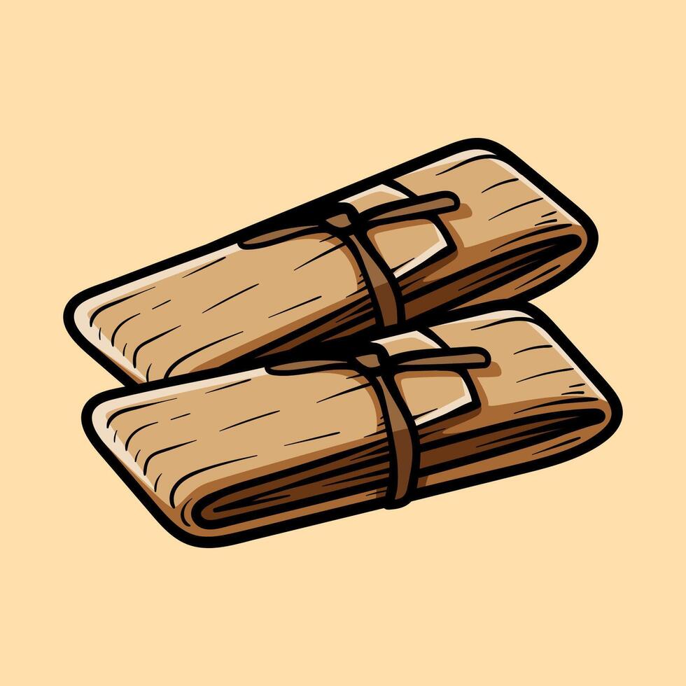 two tamales isolated colored drawing line art style sketch classic vintage design illustration vector
