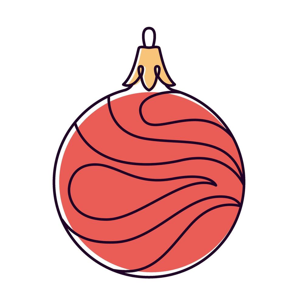 christmas ball doodle style. Hand drawn line art, red color isolated globe decorative for christmas trees, new year and christmas bauble. illustration vector