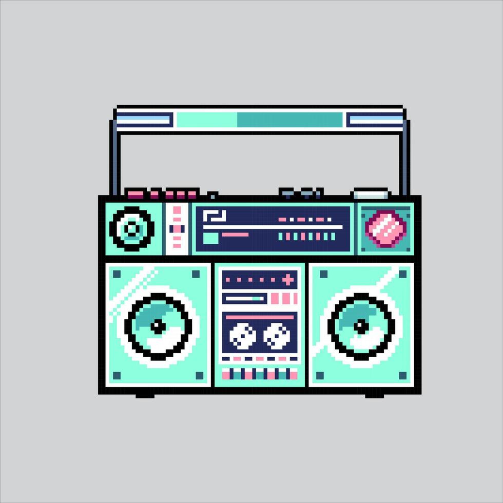 Pixel art illustration Retro Boombox. Pixelated Music Player. Retro Boombox Music Player icon pixelated for the pixel game and icon for website and game. old school retro. vector