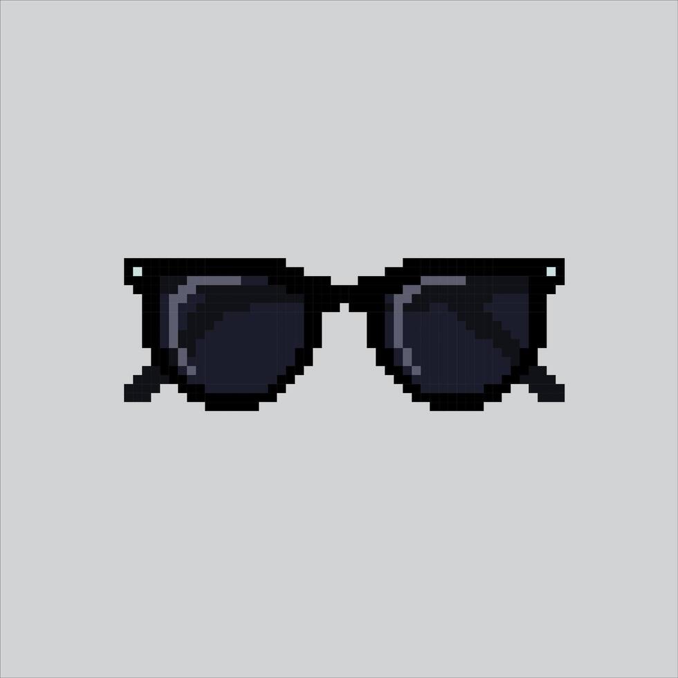 Pixel art illustration Dark Glasses. Pixelated Dark Eyewear. Dark Black Glasses Eyewear icon pixelated for the pixel game and icon for website and game. old school retro. vector