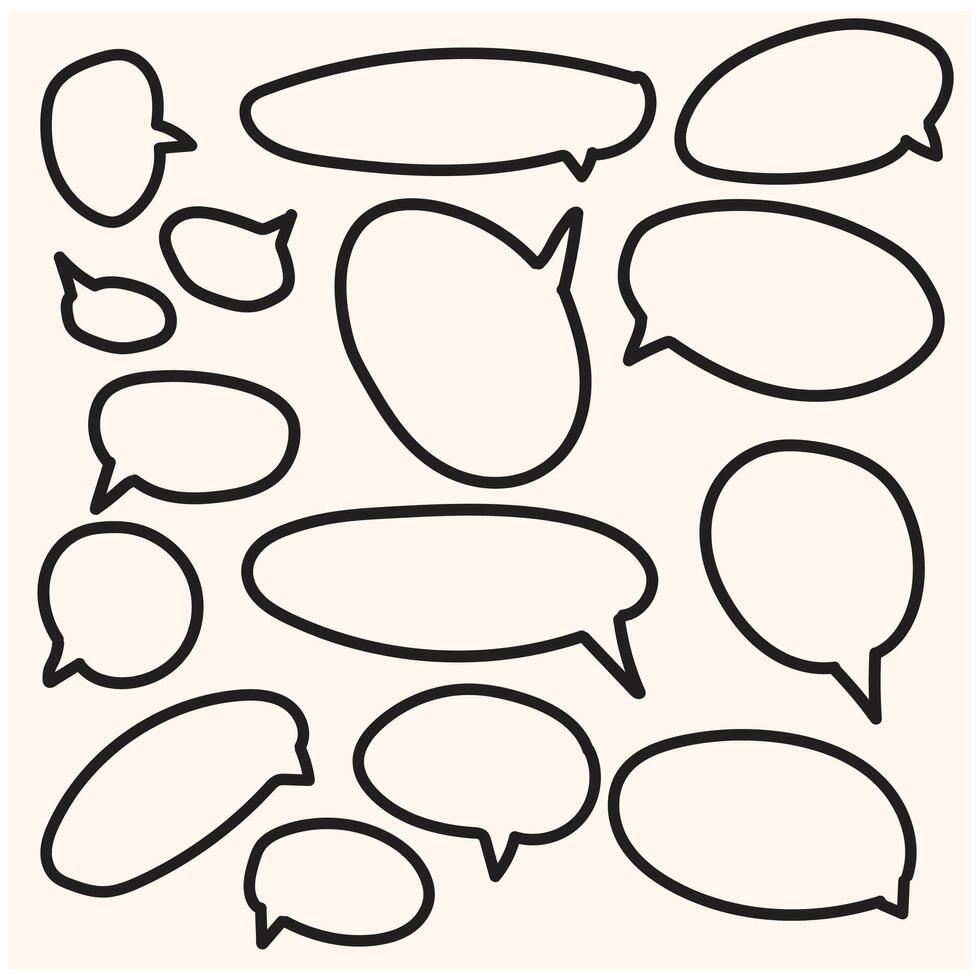 Hand drawn callout clouds doodle drawing vector