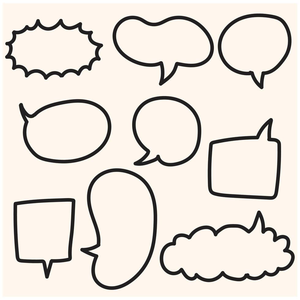Hand drawn callout clouds With illustration style doodle and line art vector