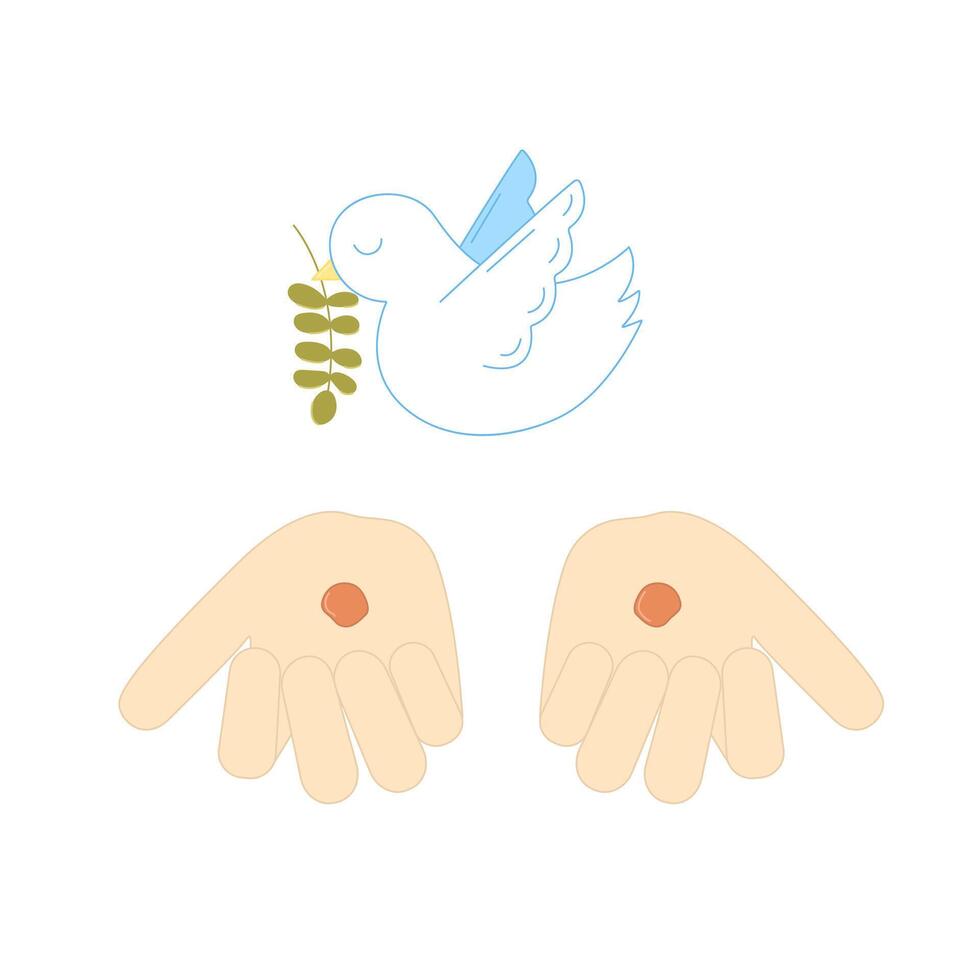 Hands of Christ with Stigmata and Peace Dove with Olive Branch Illustration vector