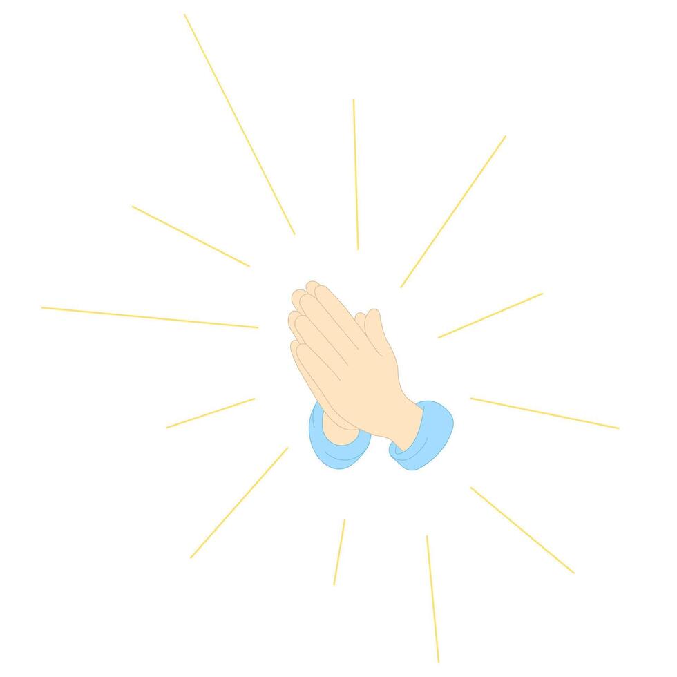 Hands Folded in Prayer with Golden Rays Illustration vector