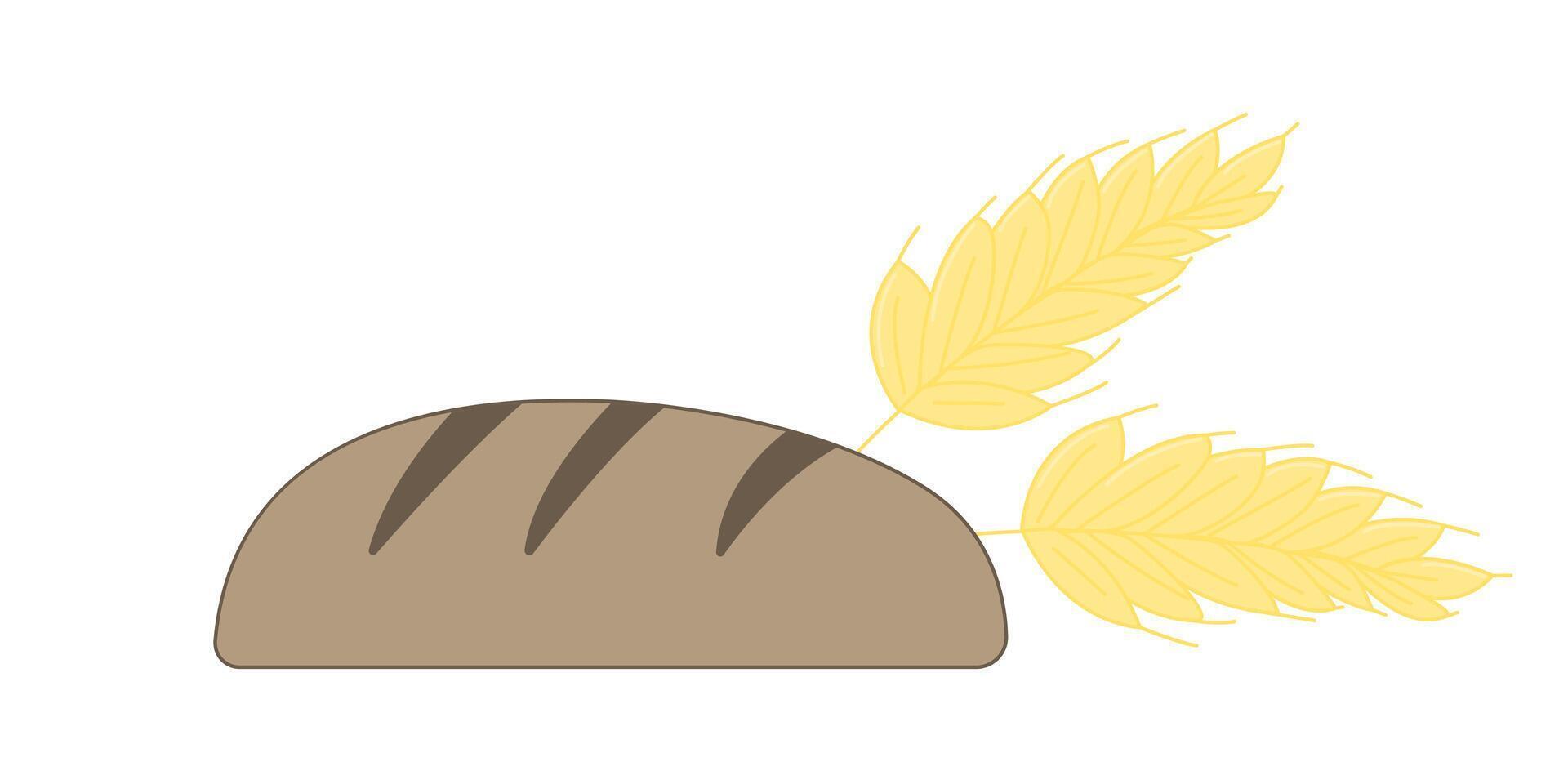 Rye Bread with Wheat Ears Illustration vector