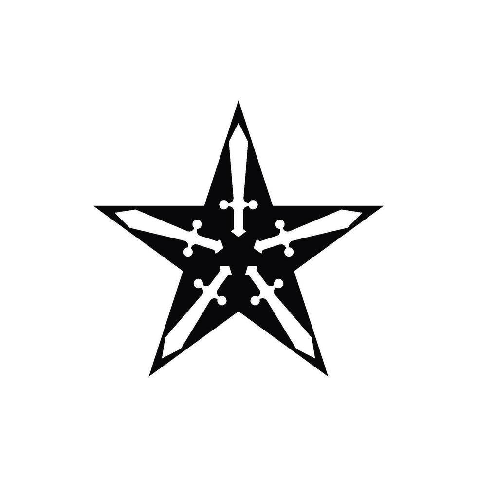abstract and simple logo of swords star vector