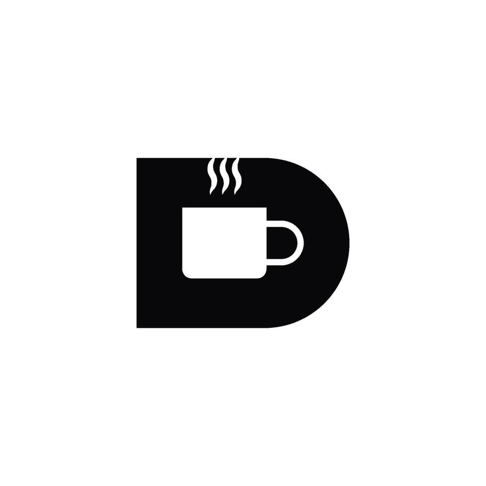 abstract and simple logo of letter D with coffee cup vector