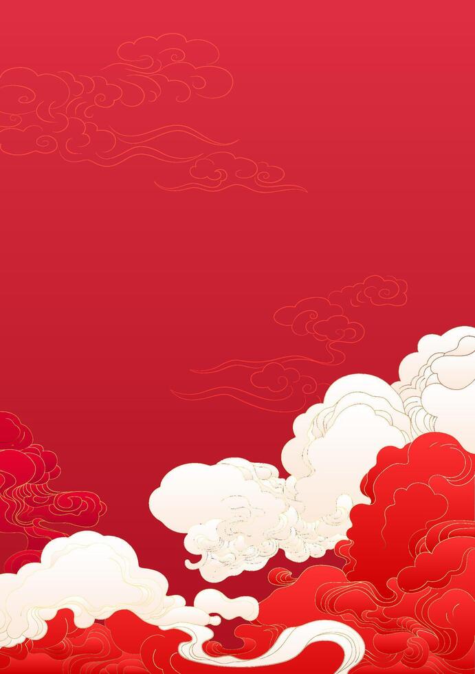 Chinese style red to celebrate poster the New Year background red and white moire vector
