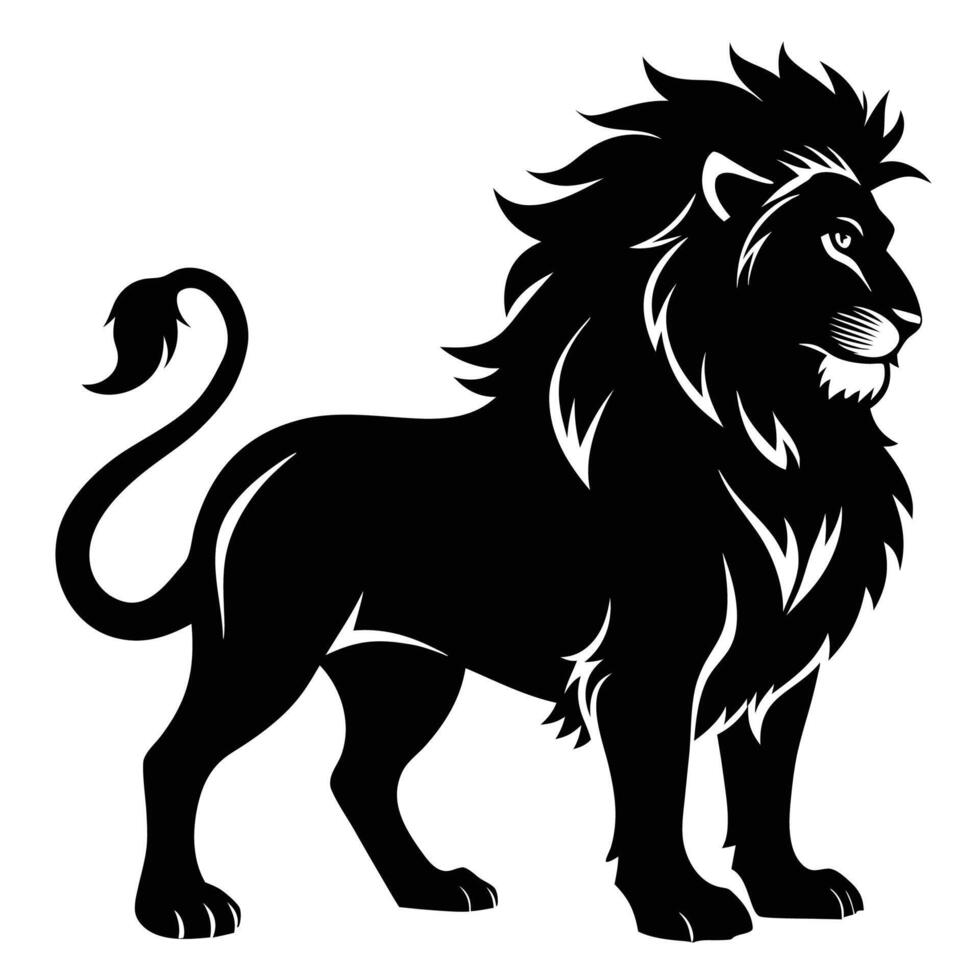 a black and white lion silhouette on a white background vector