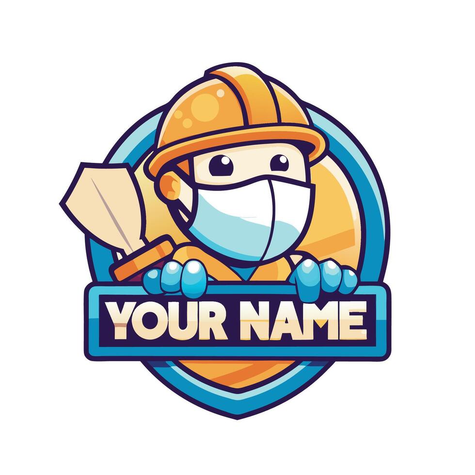 a cartoon character wearing a mask and holding a hammer vector