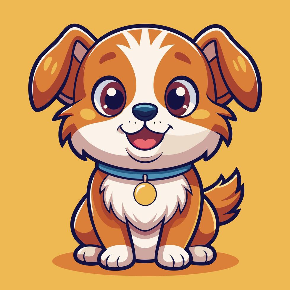 cartoon dog with a collar and a medal vector