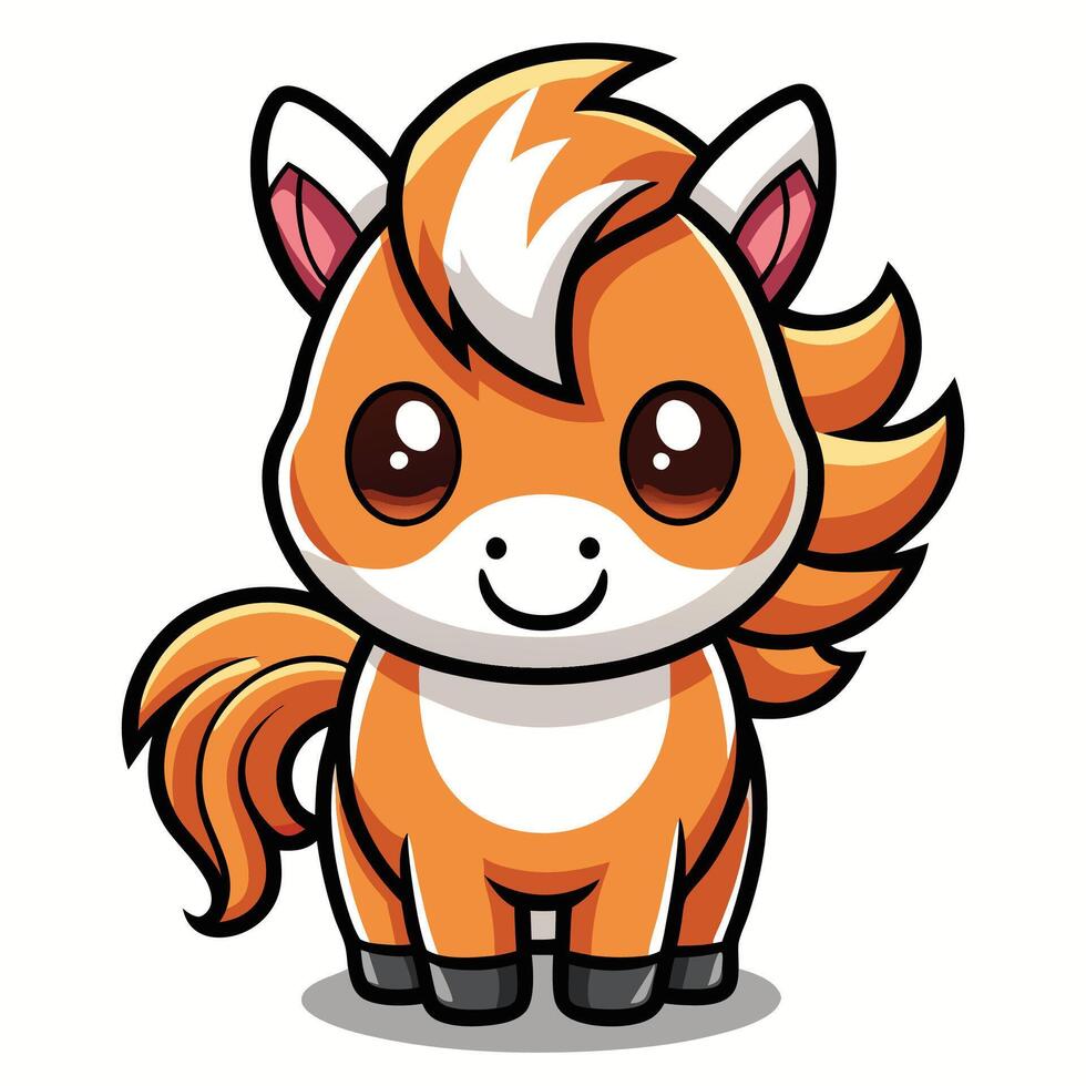 a cartoon horse with a big head and a big tail vector