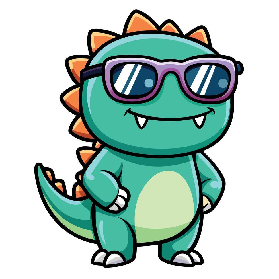 a cartoon dinosaur wearing sunglasses vector