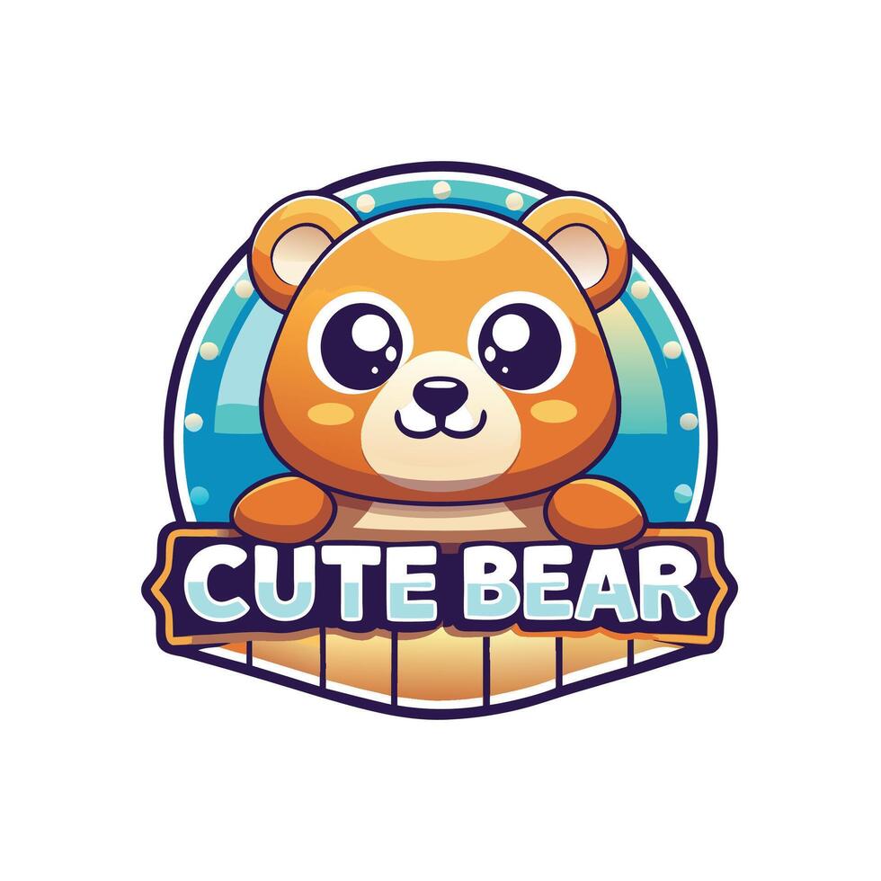 cute bear logo design vector