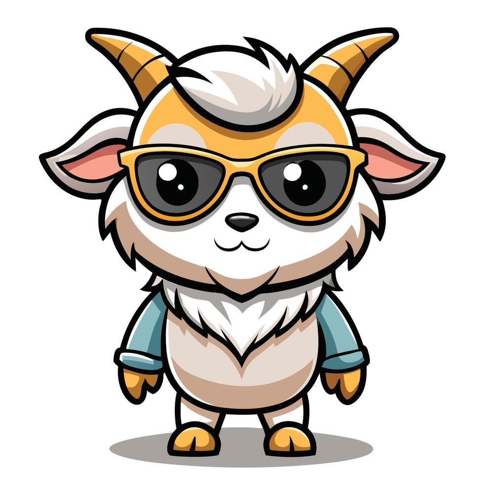 goat wearing sunglasses and a hat vector