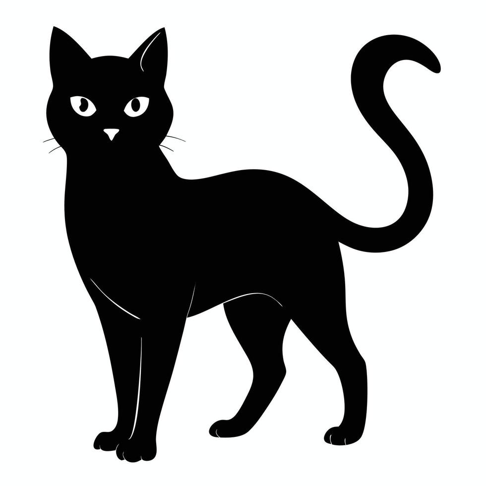 black cat silhouette on white background vector
