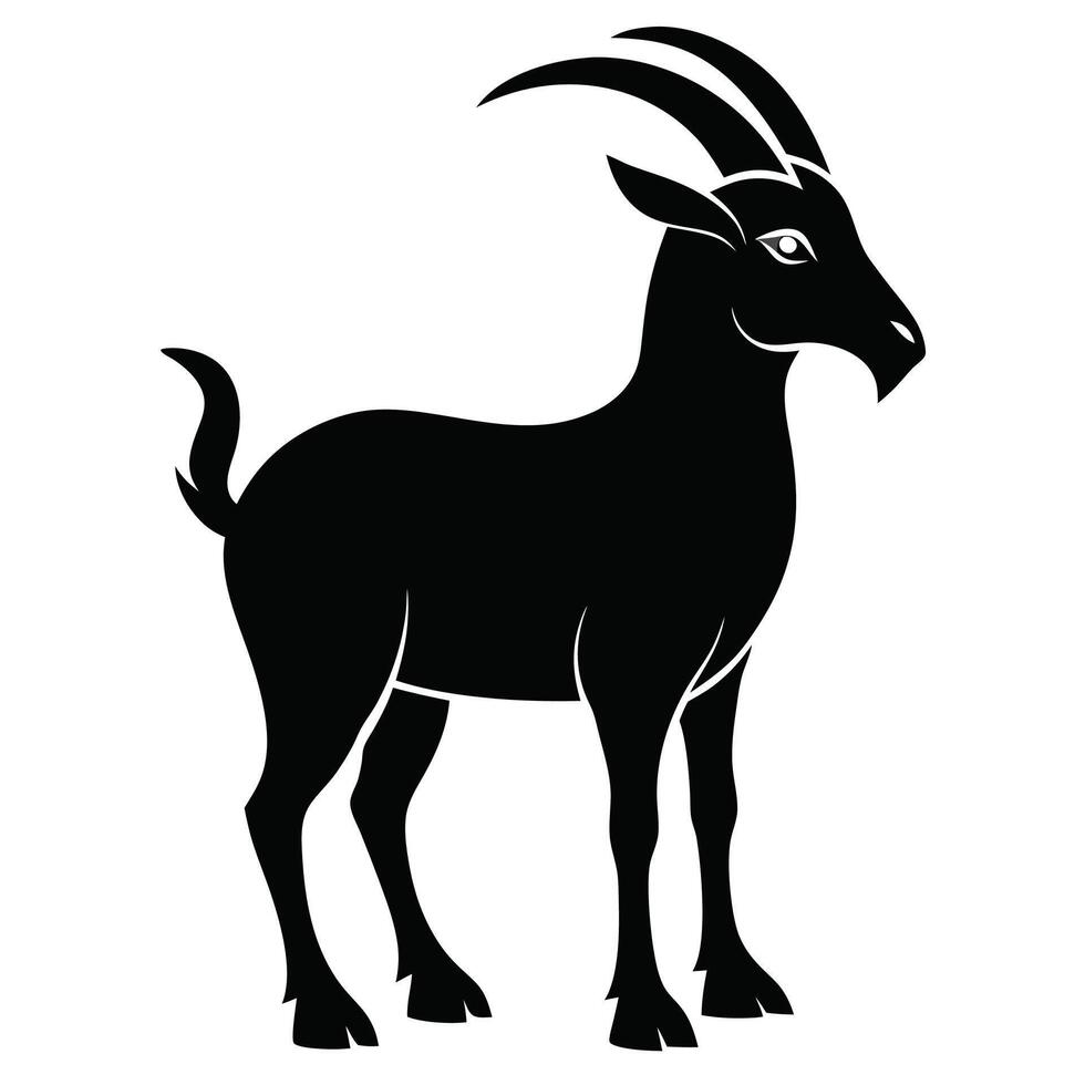 goat silhouette on white background vector