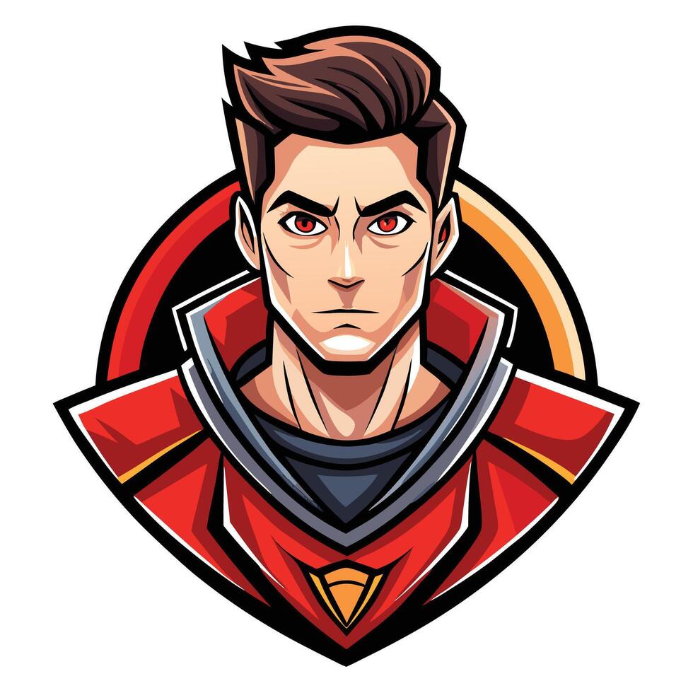 a cartoon avatar of a man in a red and black uniform vector