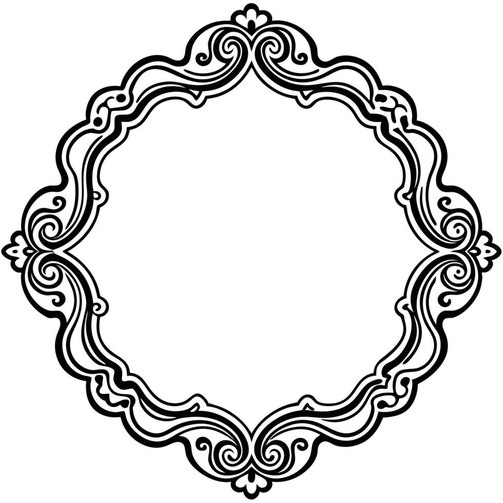 a black and white ornate frame with a white background vector