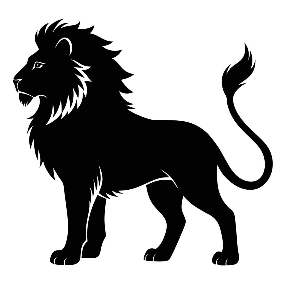a black and white illustration of a lion vector