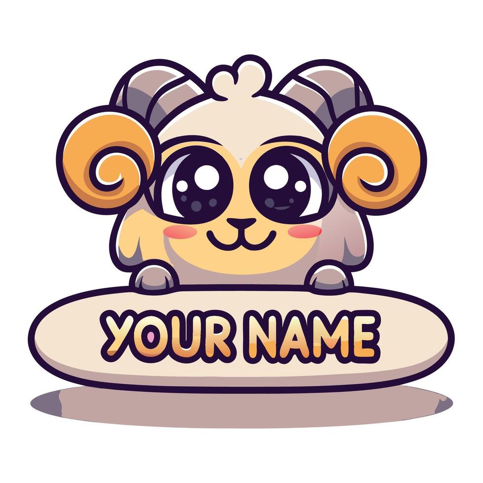 a cute cartoon sheep with a name sign vector