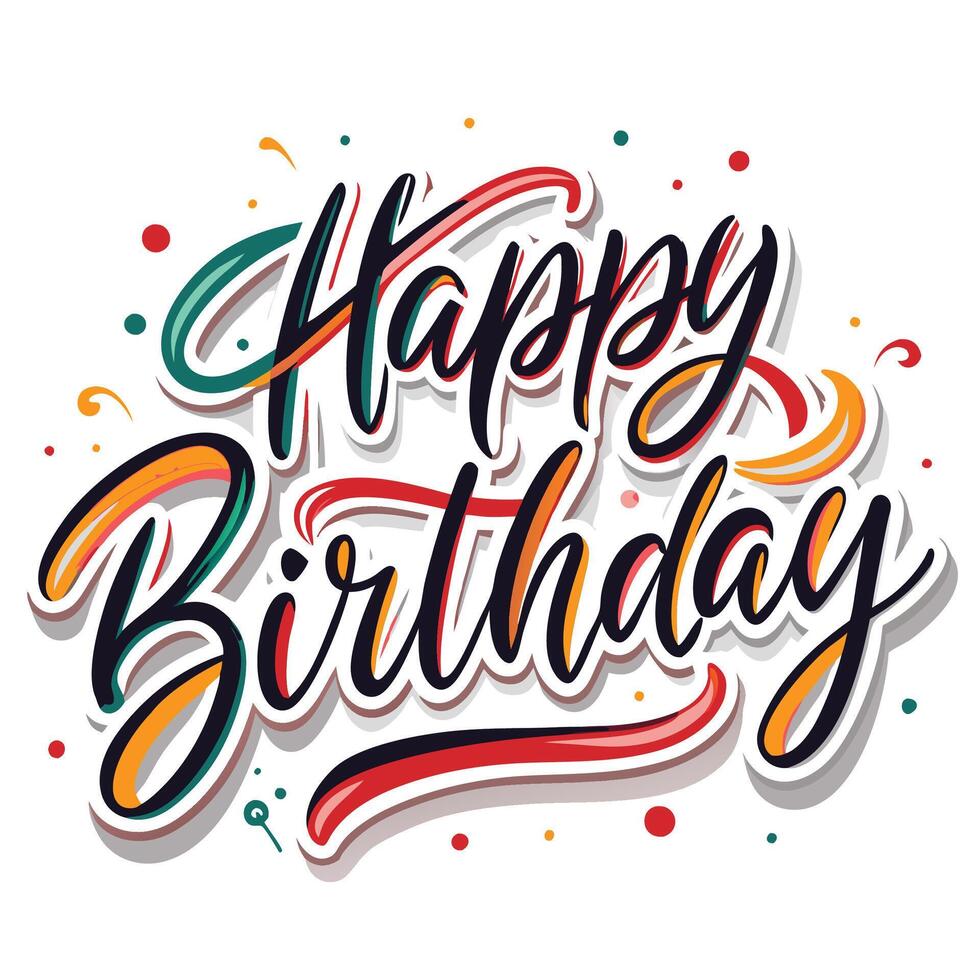 happy birthday lettering design with colorful lettering vector