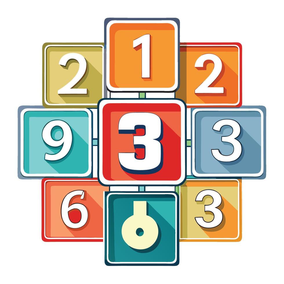 colorful blocks with numbers and letters vector