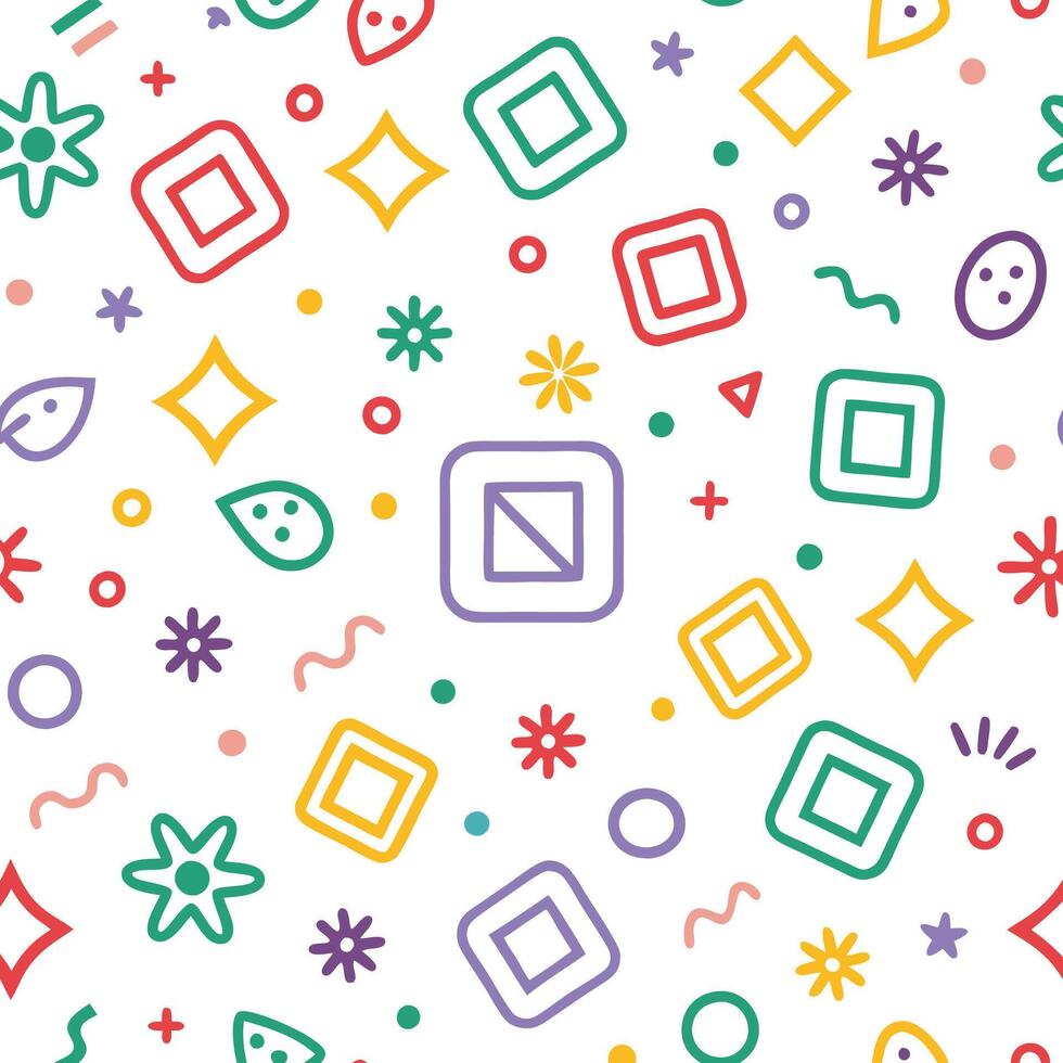 a colorful pattern with squares and circles vector