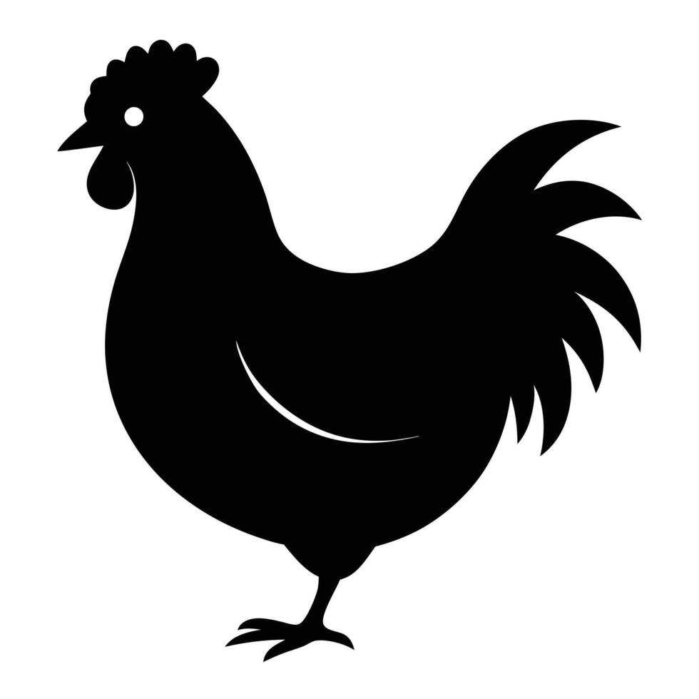 a black and white silhouette of a rooster vector