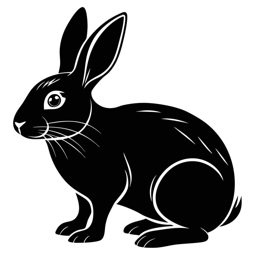 black and white silhouette of a rabbit vector