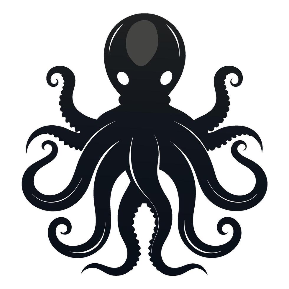 an octopus is shown in black and white vector