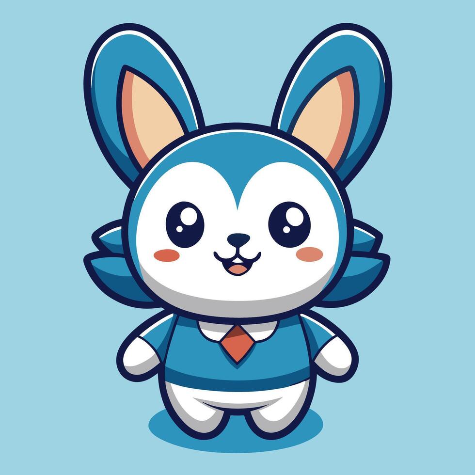a cartoon blue bunny with a tie on vector