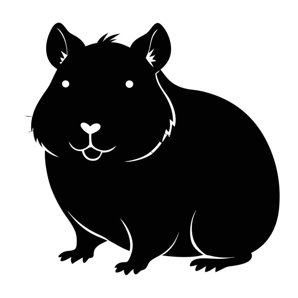 a black and white silhouette of a hamster vector