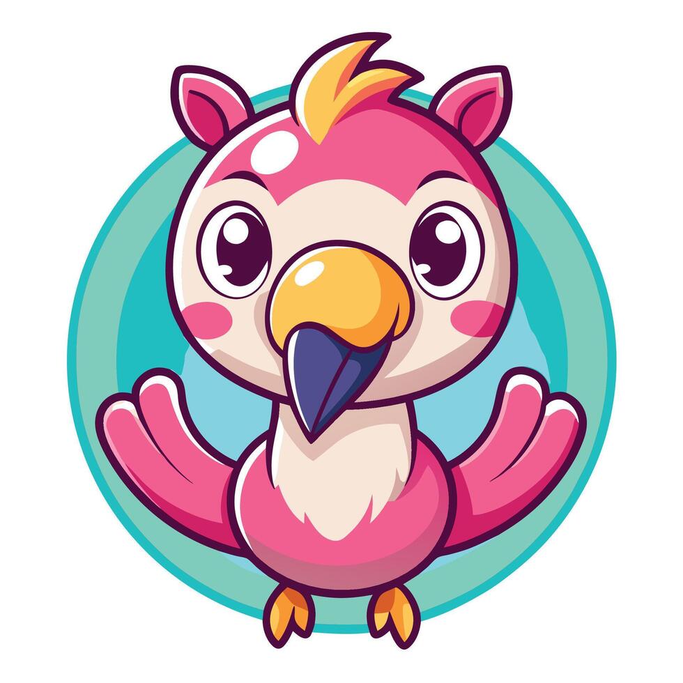 a cartoon pink bird with a big beak vector