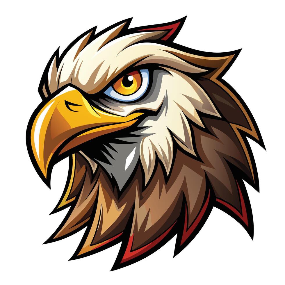 an eagle head with a big beak and yellow eyes vector