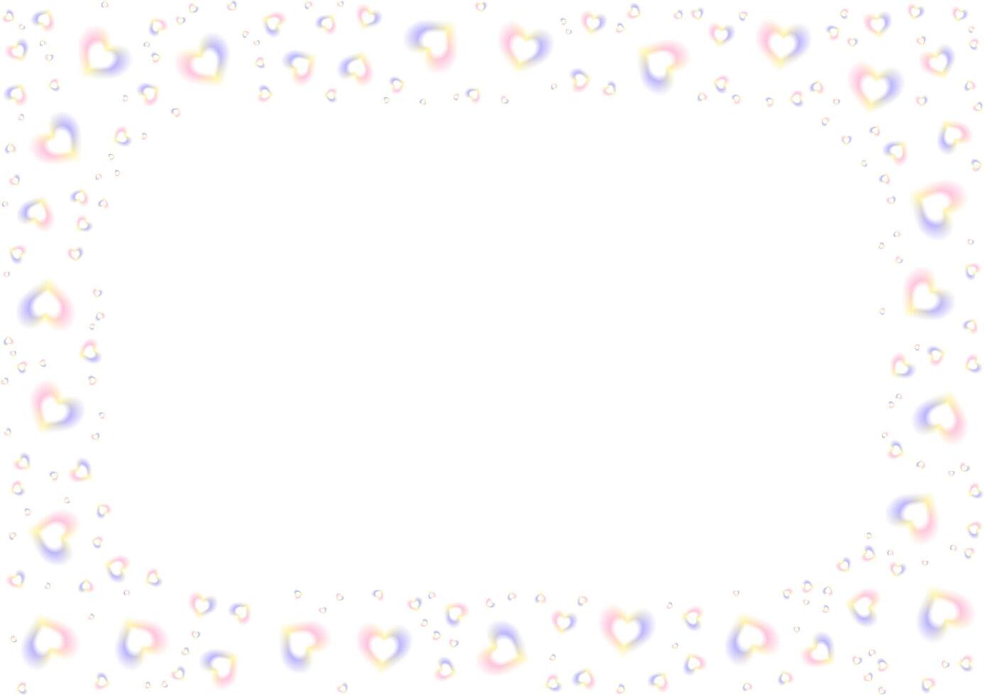 Cute rectangular frame with blurred gradient hearts. Romantic design for Valentine's Day, wedding and Mother's Day for postcard, web, banner, brochure. vector
