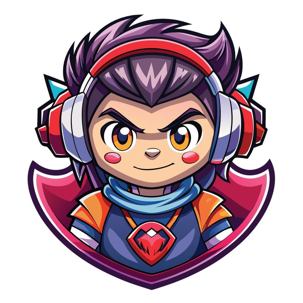 a cartoon character with headphones on vector