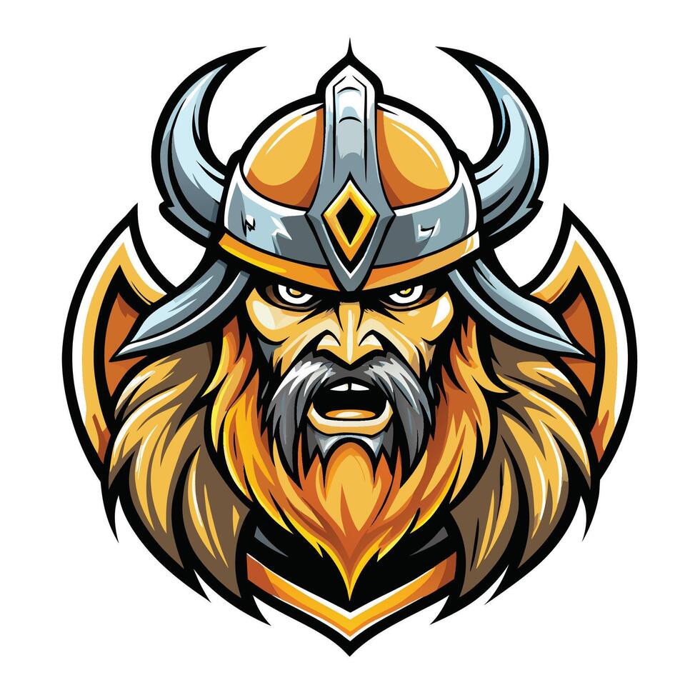 the viking mascot head with horns and a beard vector