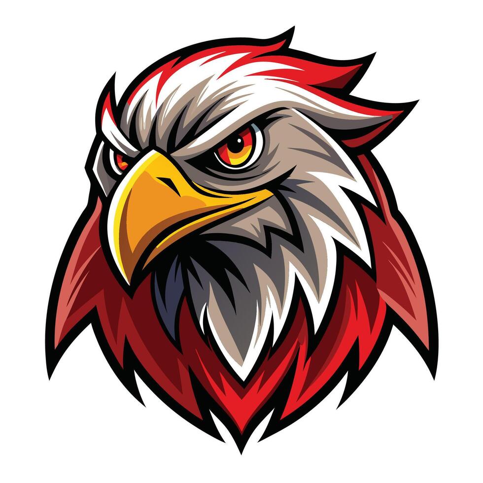 an eagle head with red and white feathers vector