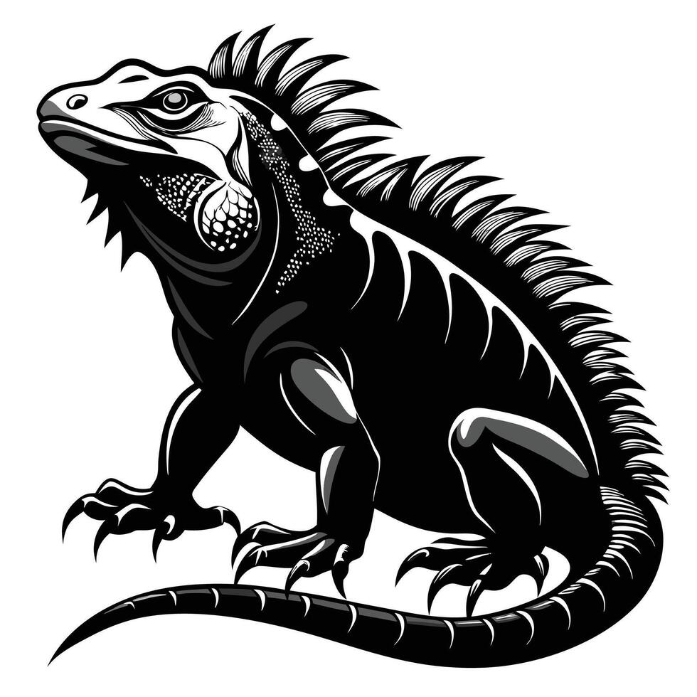 an iguana lizard is standing on its hind legs vector