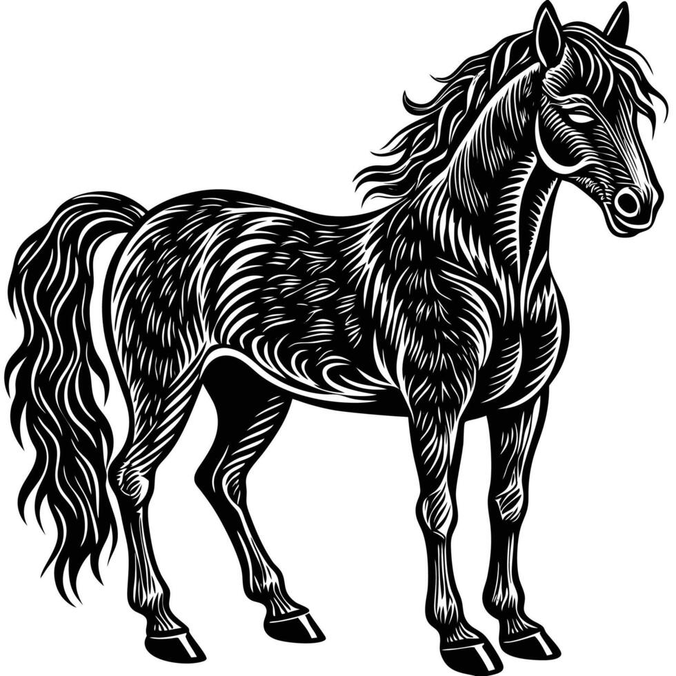 a black and white drawing of a horse vector