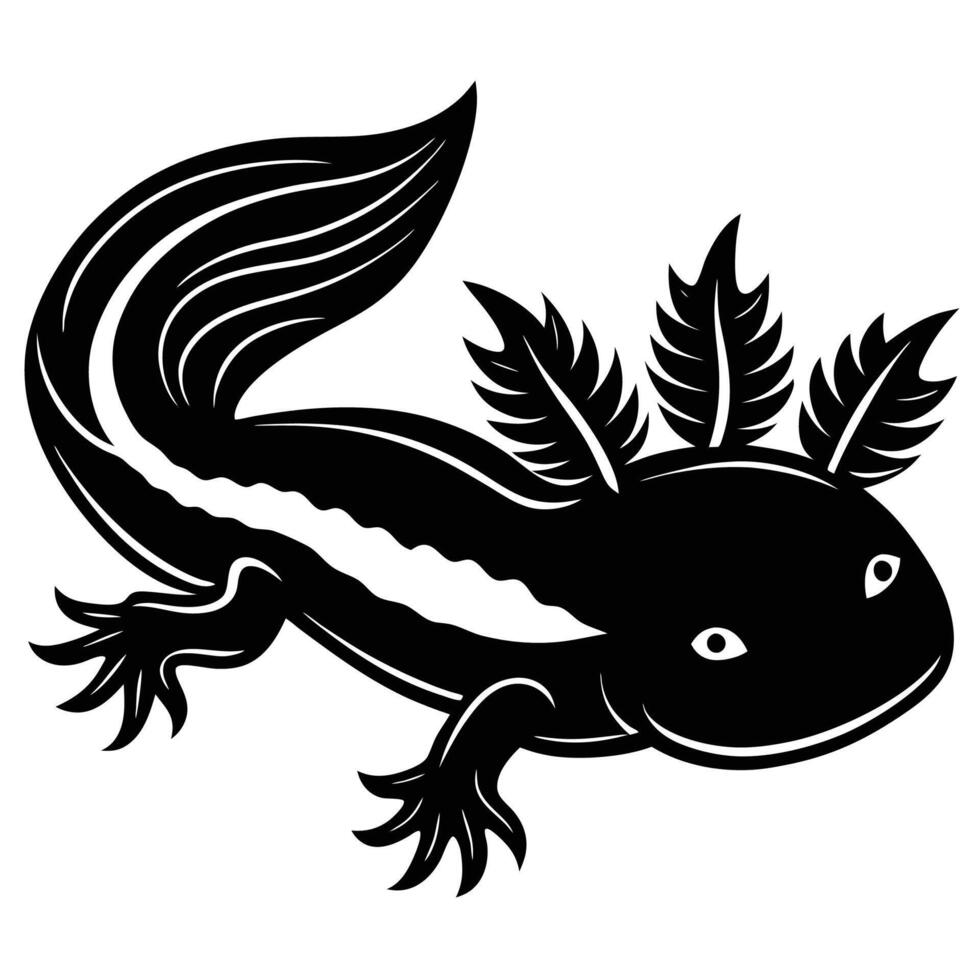 a black and white illustration of a salamander vector