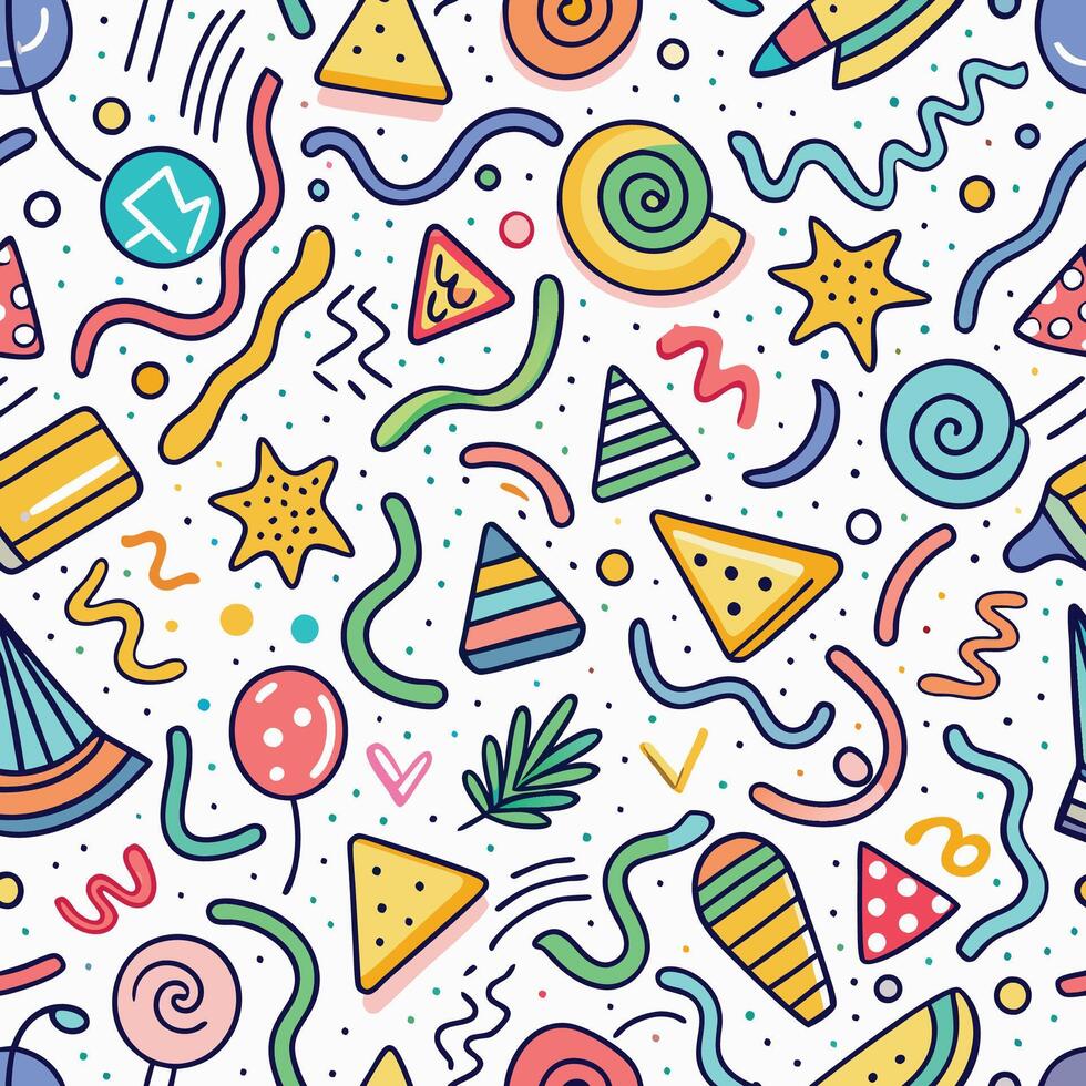 seamless pattern with colorful party items vector