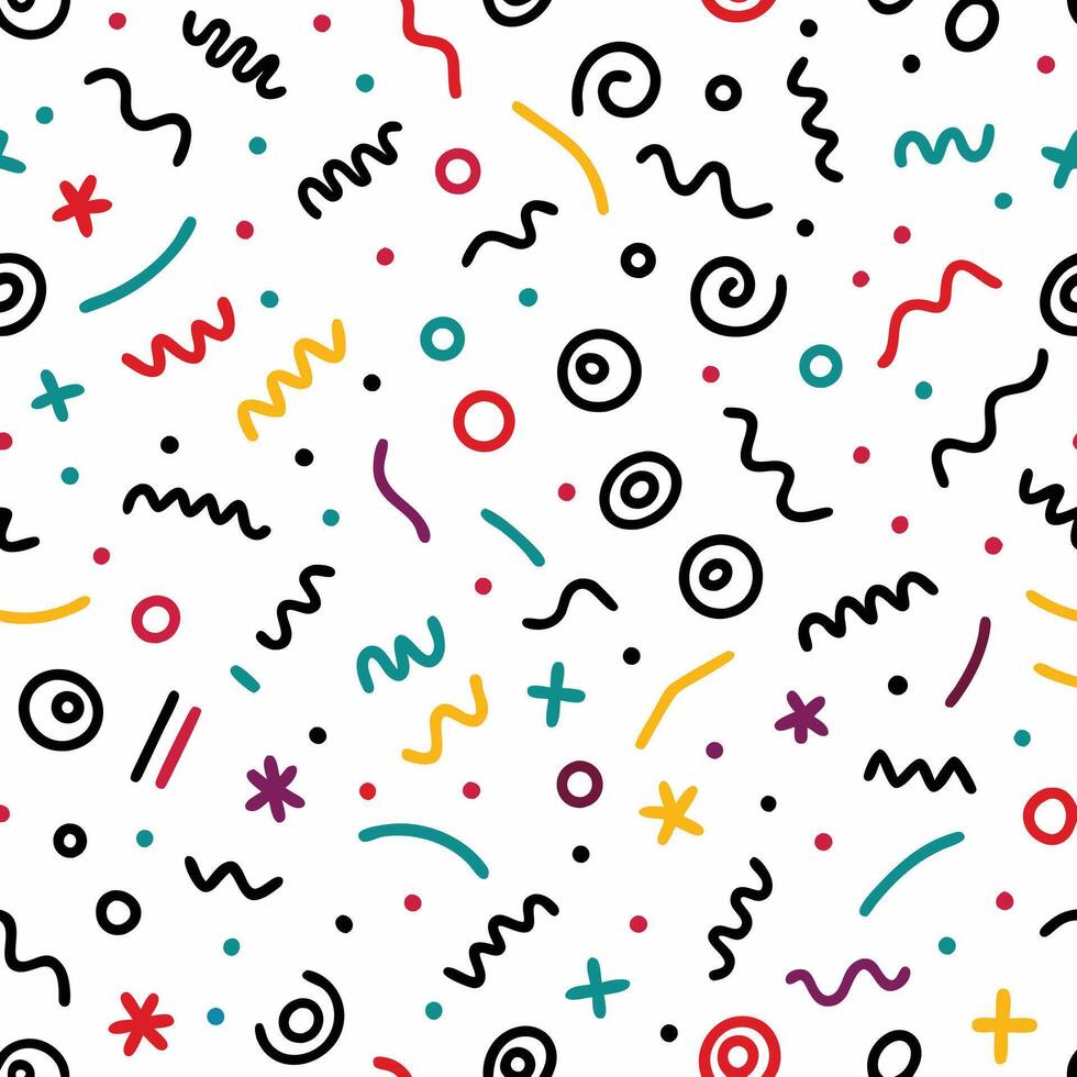 seamless pattern with colorful shapes and lines vector