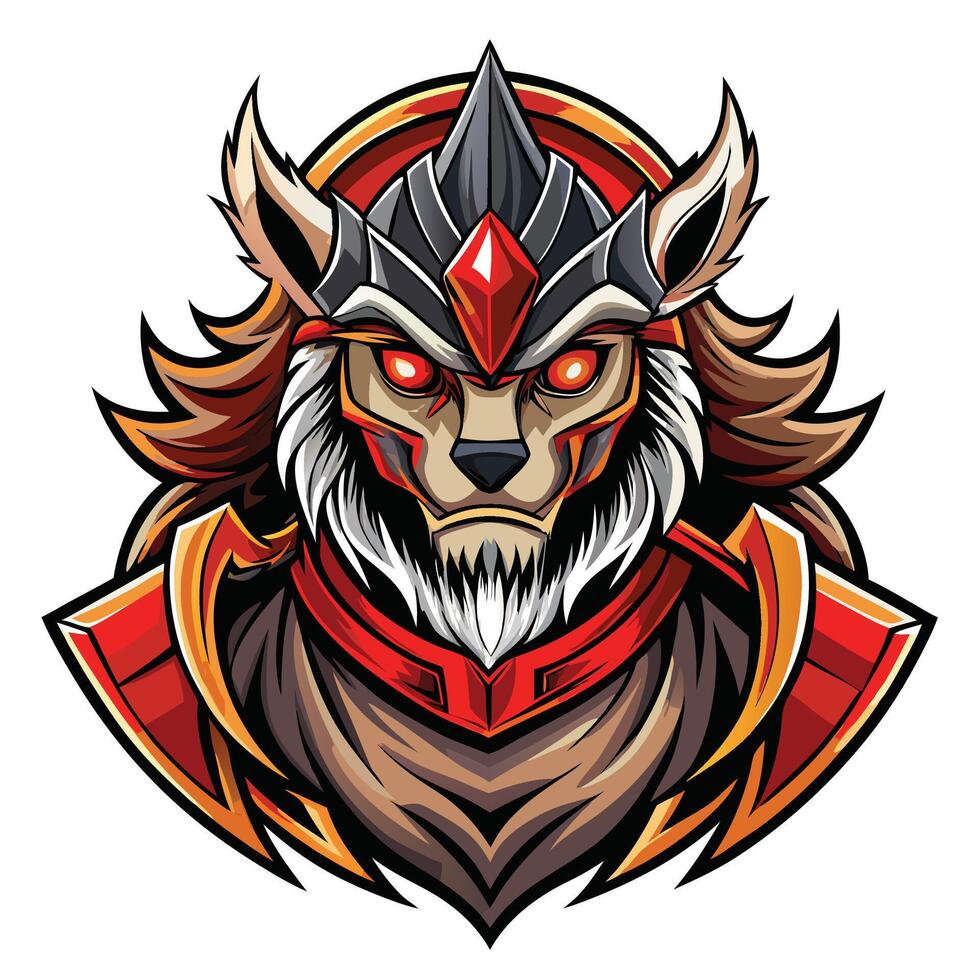 a wolf head with horns and armor vector