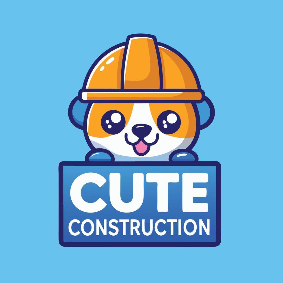 a cute construction worker logo vector