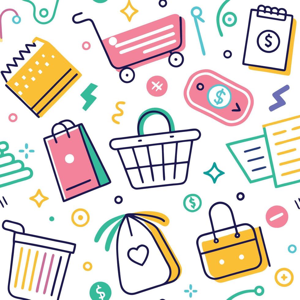 shopping seamless pattern with shopping bags, shopping bags, shopping bags, shopping bags, shopping bags vector