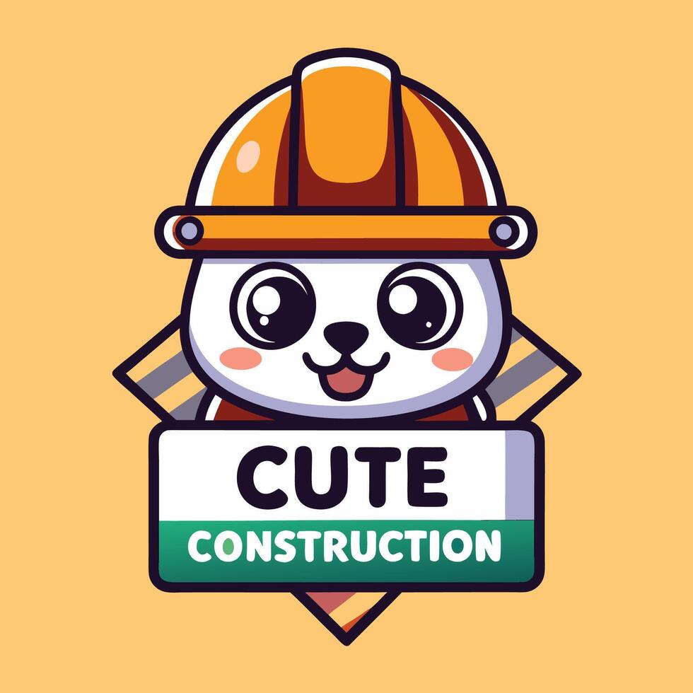 a cute construction worker with a helmet on vector
